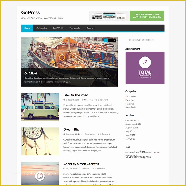 Free Blog Templates Wordpress Of Gopress Free Wordpress News theme