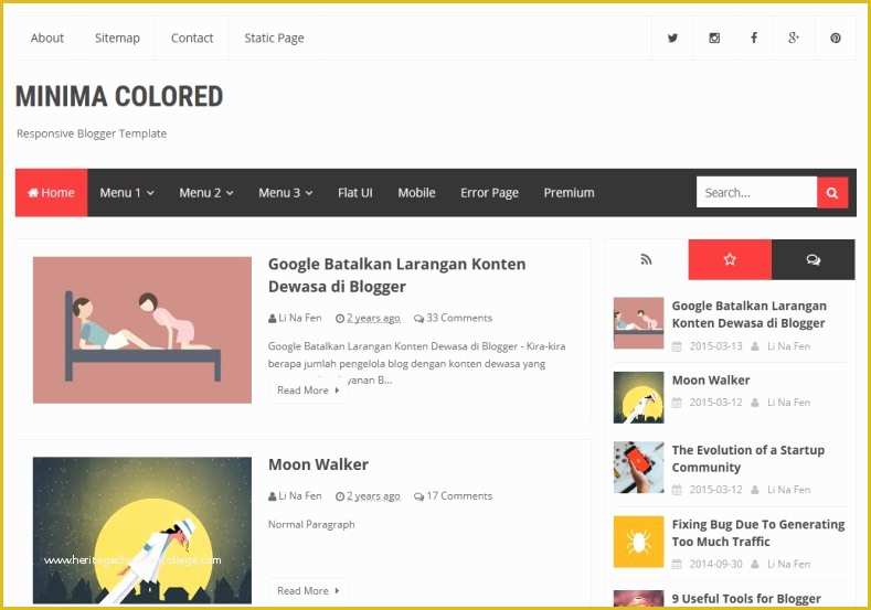 Free Blogspot Templates Of New Minima Colored Blogger Template • Templates 2018