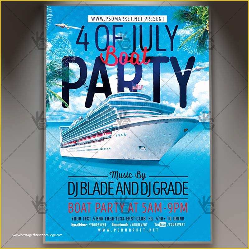 Free Boat Party Flyer Template Of 4th Of July Boat Party Flyer Psd Template