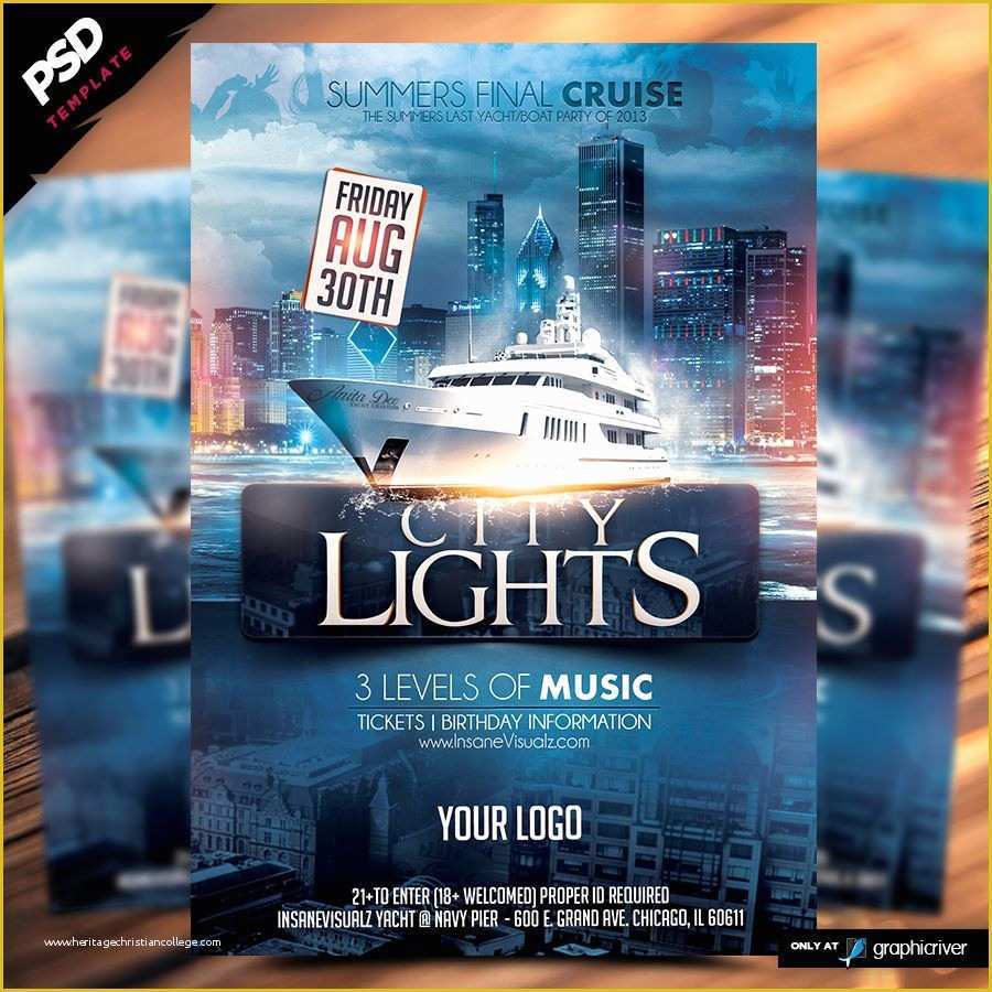 Free Boat Party Flyer Template Of City Lights Boat Party Flyer is A Premium Psd Flyer Poster