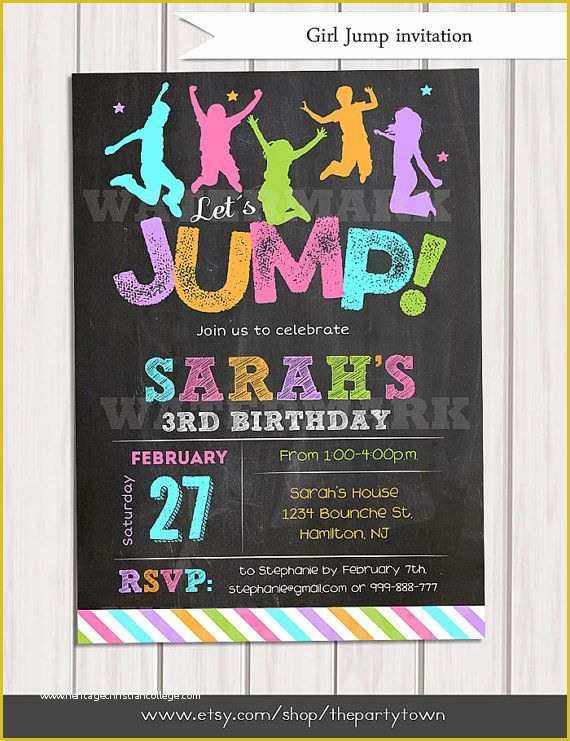 Free Bounce Party Invitation Template Of 25 Best Ideas About Trampoline Birthday Party On