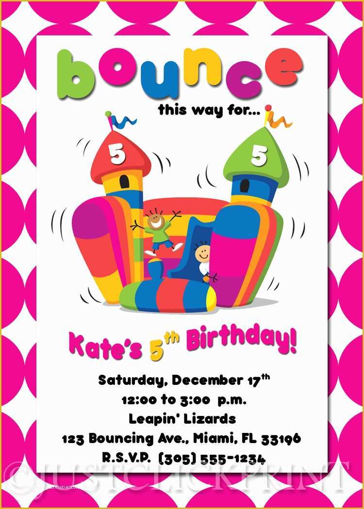 Free Bounce Party Invitation Template Of Bounce House Birthday Invitations Template