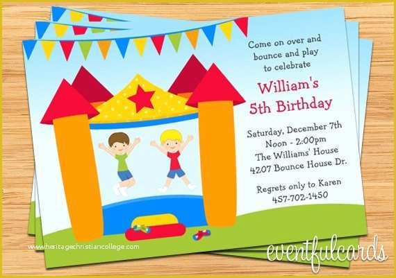 Free Bounce Party Invitation Template Of Bounce House Birthday Party Invitation for Boy Printable