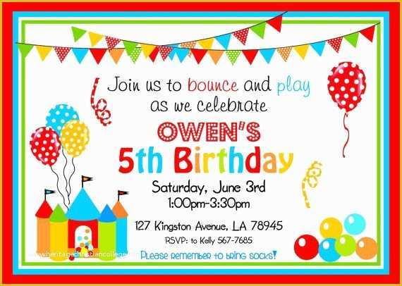 Free Bounce Party Invitation Template Of Bounce House Party Invitations Bouncy Castle Printable
