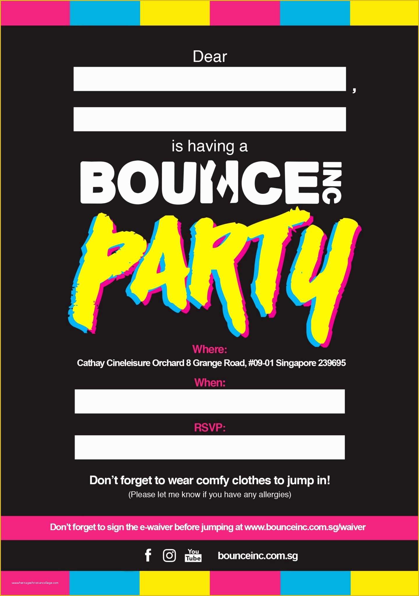 Free Bounce Party Invitation Template Of Bounce Singapore