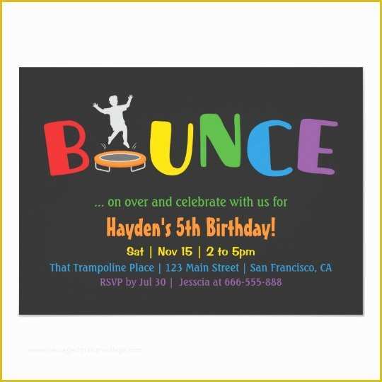 Free Bounce Party Invitation Template Of Bounce Trampoline Kids Birthday Party Invitations