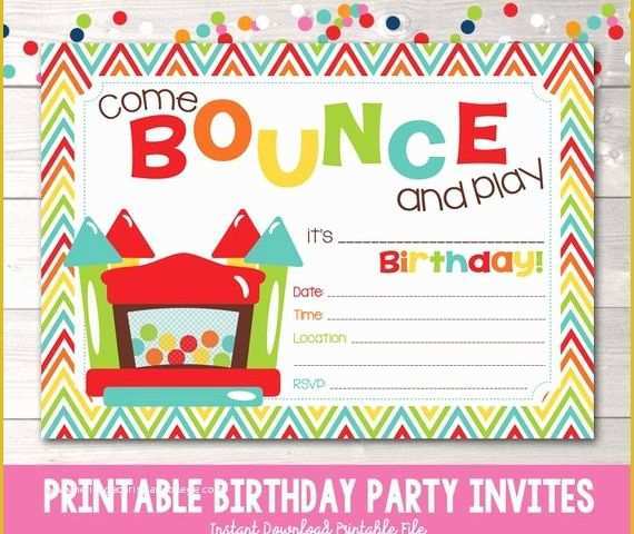 Free Bounce Party Invitation Template Of Bouncy Castle Instant Download Birthday Party Invitation