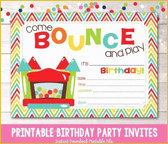 Free Bounce Party Invitation Template Of Bouncy Castle Instant Download Birthday Party Invitation