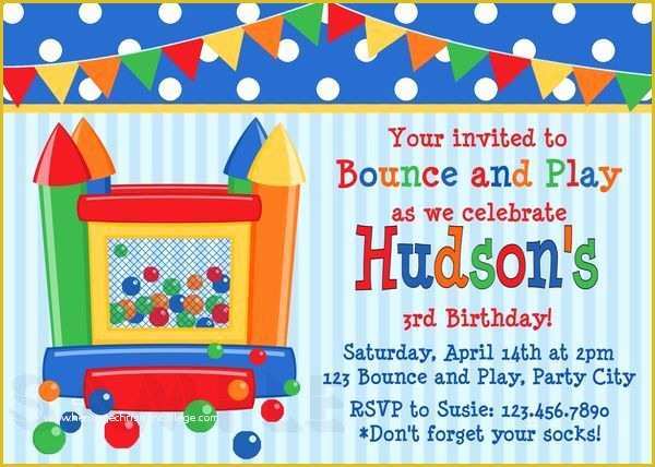 Free Bounce Party Invitation Template Of Free Free Template Free Birthday Invitation Templates for