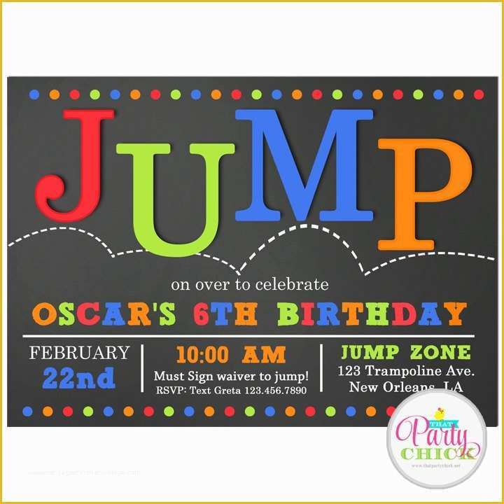 Free Bounce Party Invitation Template Of Jump Invitation Printable or Printed with Free Shipping