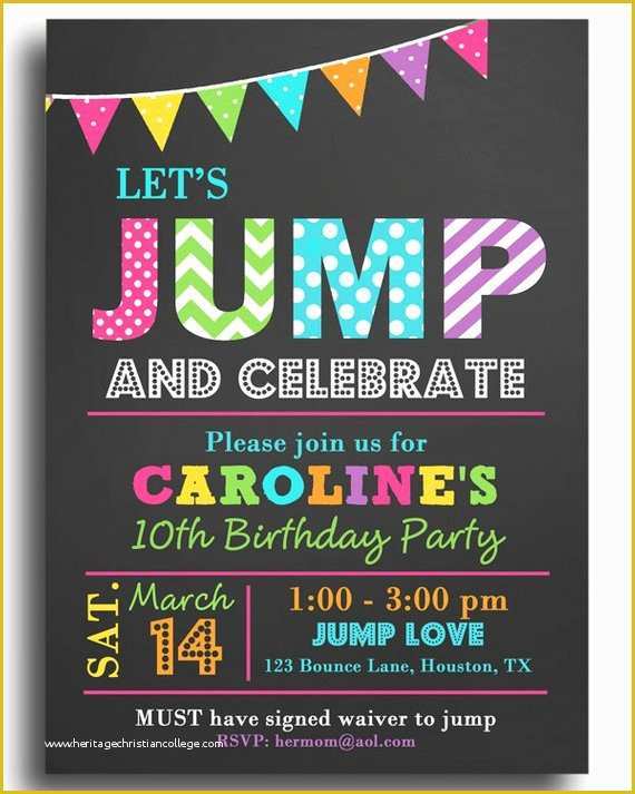 Free Bounce Party Invitation Template Of Jump Invitation Printable or Printed with Free Shipping