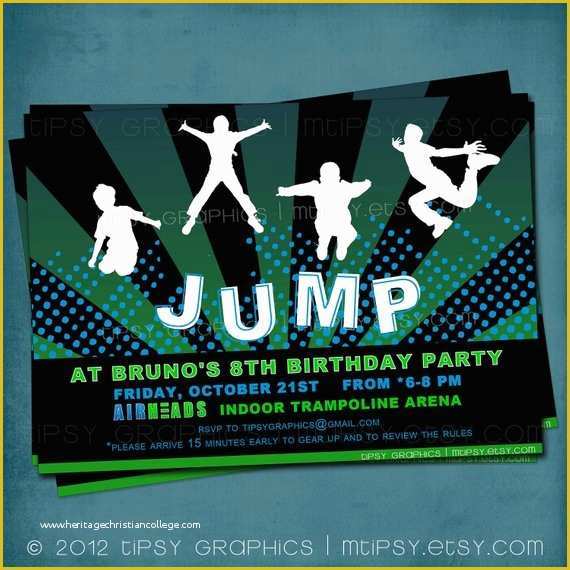 Free Bounce Party Invitation Template Of Jump Trampoline or Bounce House Birthday Party Invite for Big