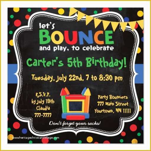 Free Bounce Party Invitation Template Of Personalized Bounce House Birthday Invitations