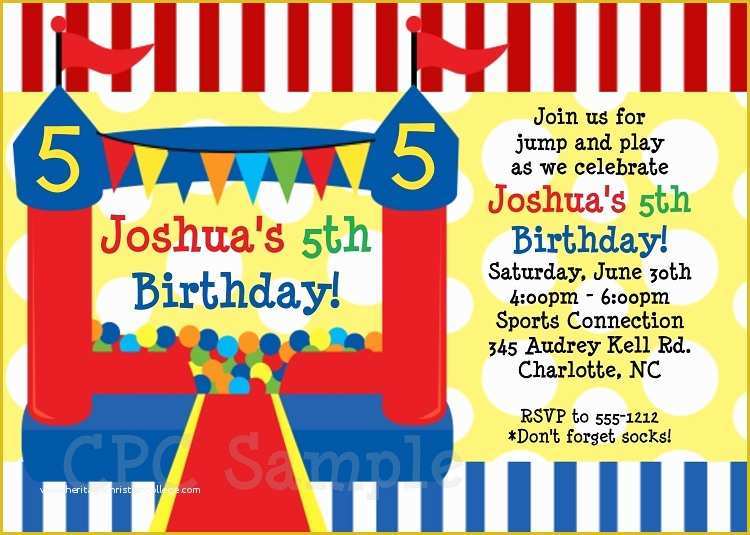 Free Bounce Party Invitation Template Of Red and Blue Bounce House Circus Birthday Party Invitations
