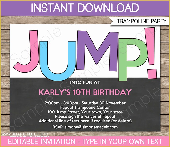 Free Bounce Party Invitation Template Of Trampoline Birthday Party Invitations