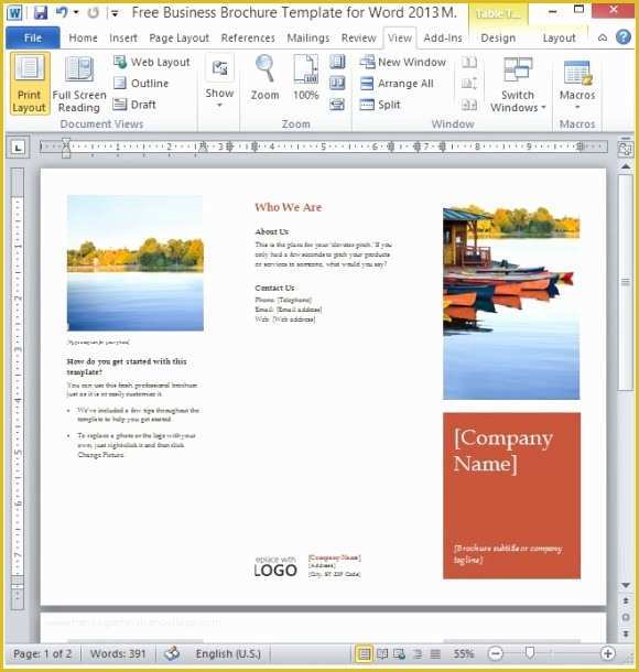 Free Brochure Templates for Microsoft Word Of Free Business Brochure Template for Word 2013