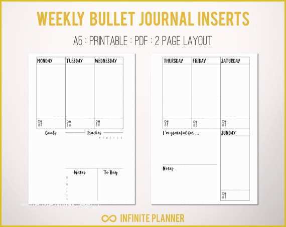 Free Bullet Journal Templates Of A5 Weekly Layout On 2 Pages Bullet Journal Printable