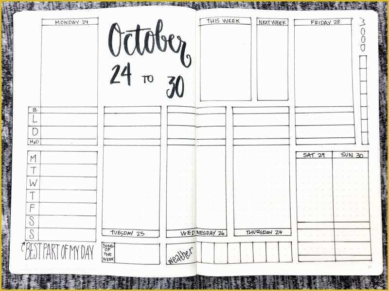 Free Bullet Journal Templates Of Bullet Journal Weekly Spread October