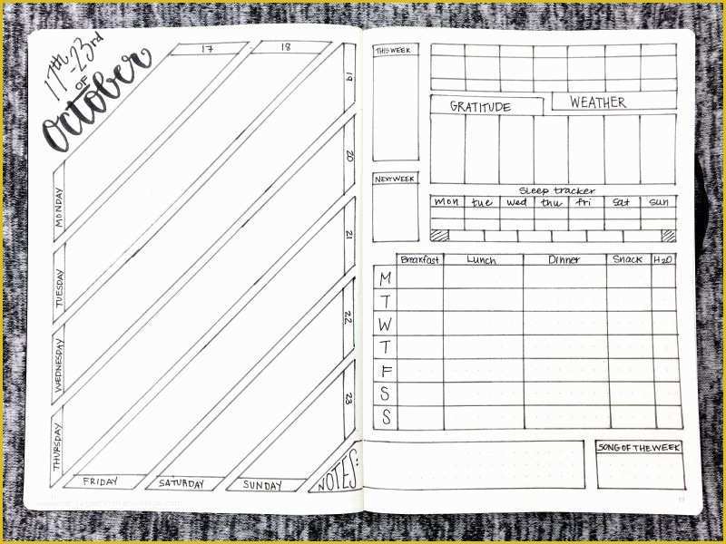 Free Bullet Journal Templates Of Weekly Spread October 17 23 2016