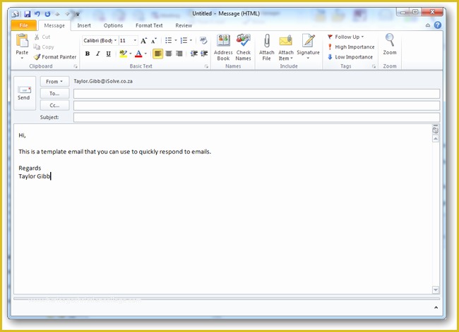 Free Business Email Templates Outlook Of How to Create and Use Templates In Outlook 2010