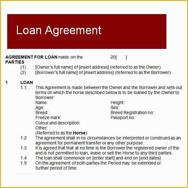 Free Business Loan Agreement Template Of 10 Sample Standard Loan Agreement Templates