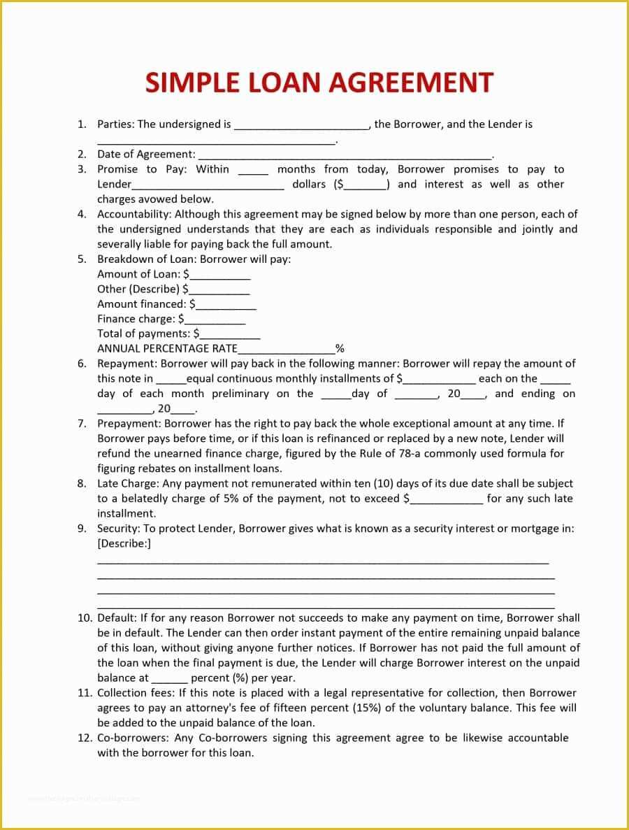 Free Business Loan Agreement Template Of 40 Free Loan Agreement Templates [word &amp; Pdf] Template Lab
