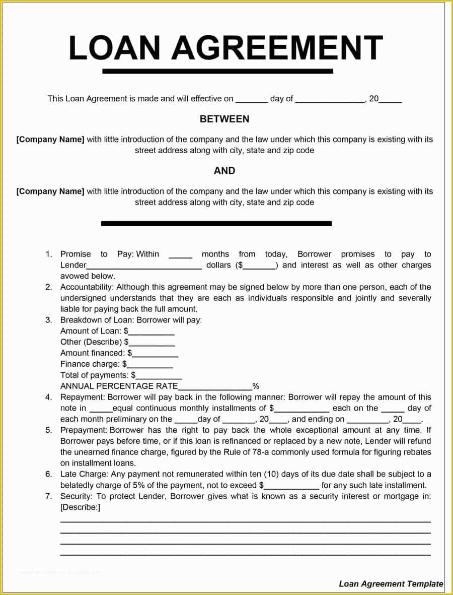 Free Business Loan Agreement Template Of 40 Free Loan Agreement Templates [word & Pdf] Template Lab