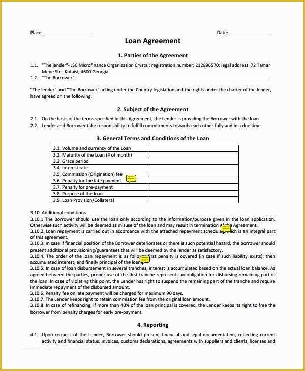 Free Business Loan Agreement Template Of 7 Business Loan Agreement