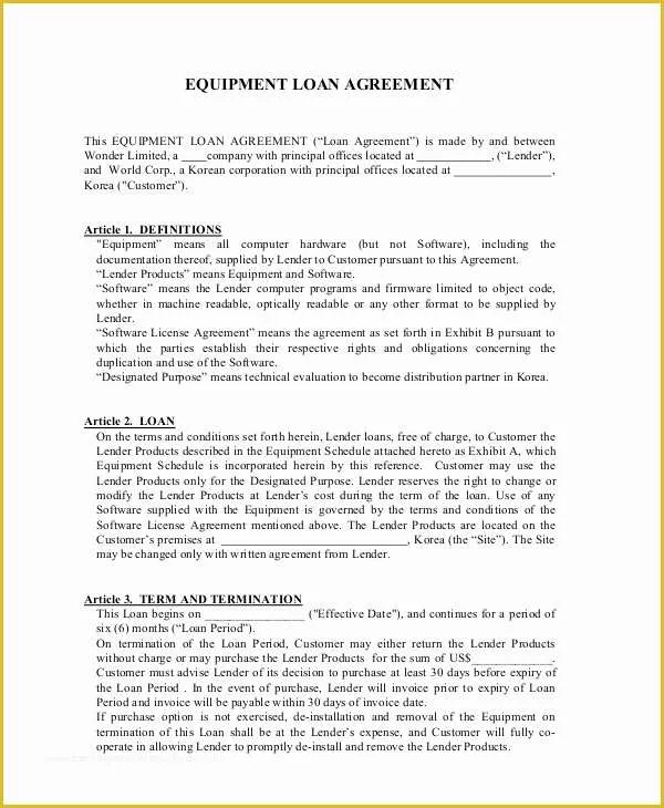 Free Business Loan Agreement Template Of 7 Sample Business Loan Agreements