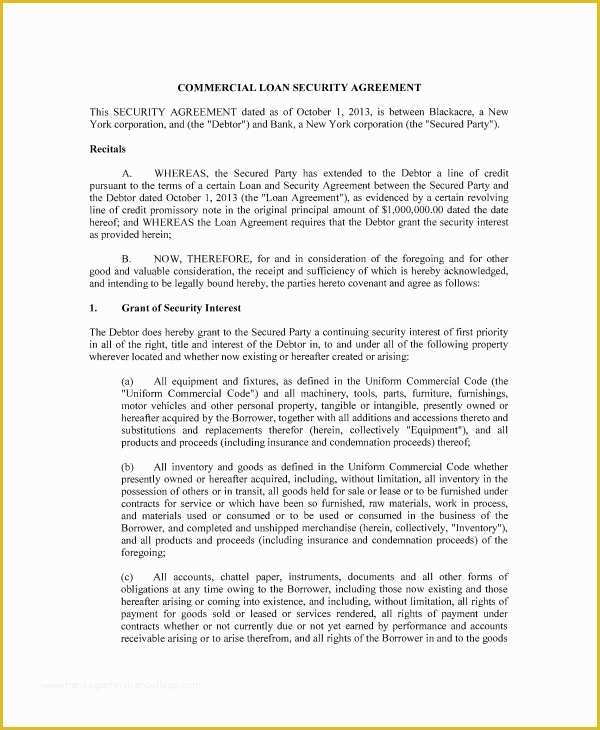 Free Business Loan Agreement Template Of 9 Sample Mercial Loan Agreement Templates