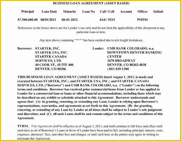 Free Business Loan Agreement Template Of Business Loan Agreement form Sample forms