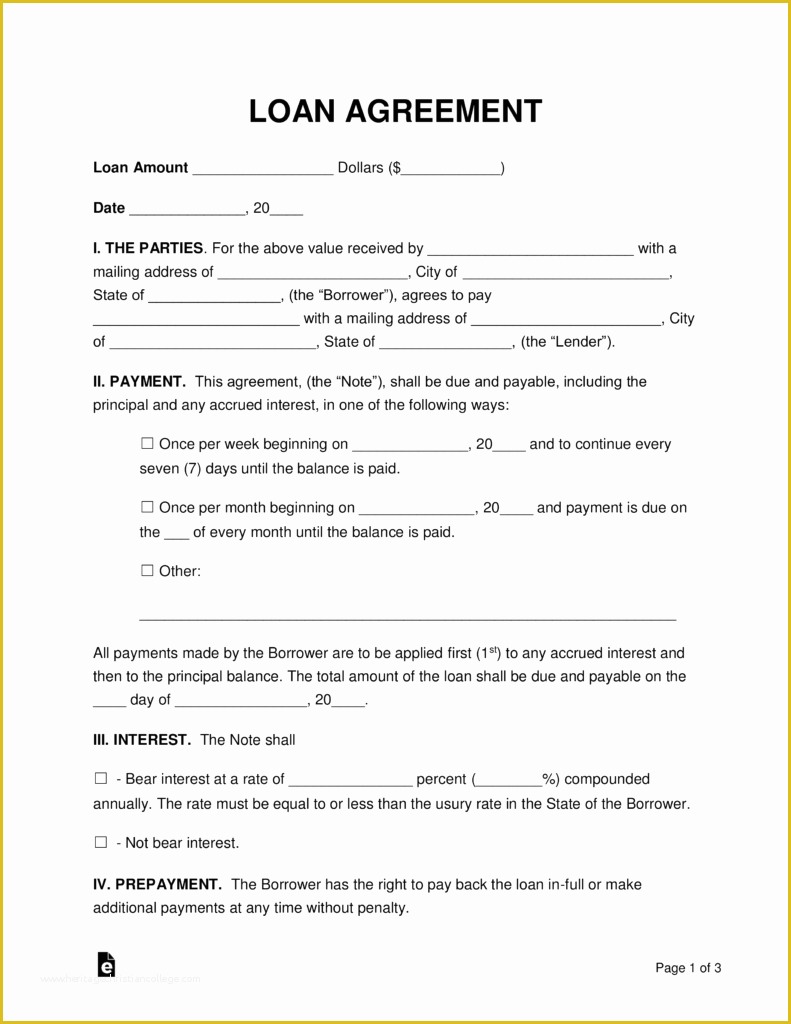 Free Business Loan Agreement Template Of Free Loan Agreement Templates Pdf Word