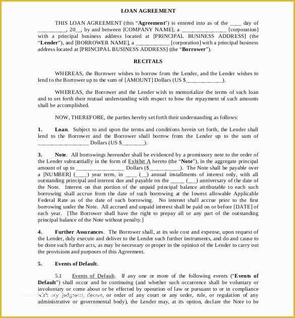 Free Business Loan Agreement Template Of Loan Agreement Template – 11 Free Word Pdf Documents