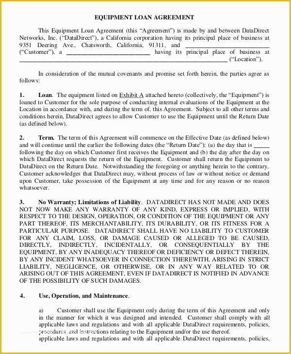 Free Business Loan Agreement Template Of Loan Agreement Template 19 Free Word Pdf format