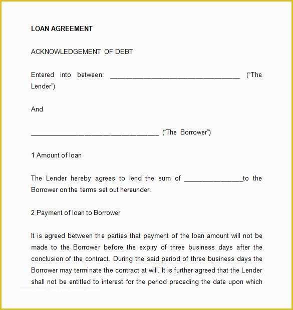 Free Business Loan Agreement Template Of Loan Contract Template – 20 Examples In Word Pdf