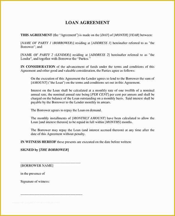 Free Business Loan Agreement Template Of Loan Contract Template – 20 Free Word Pdf Documents