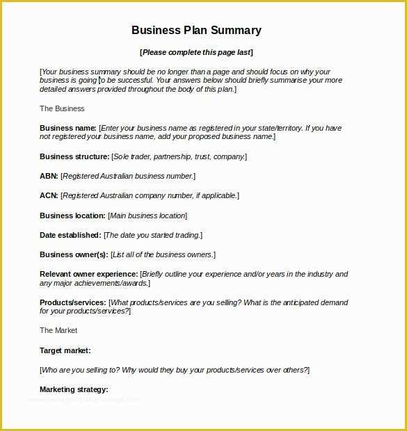 Free Business Plan Template Word Of 11 Sample Business Action Plans