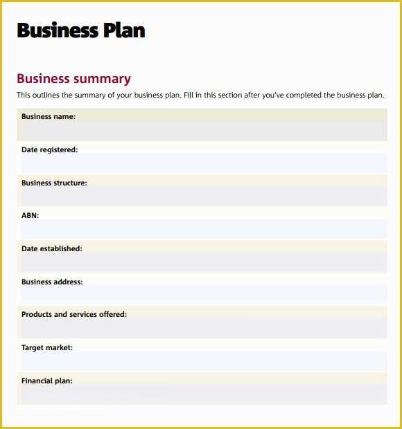 Free Business Plan Template Word Of 7 Sample Business Plan Templates