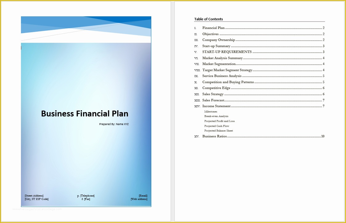 Free Business Plan Template Word Of Business Financial Plan Template – Microsoft Word Templates