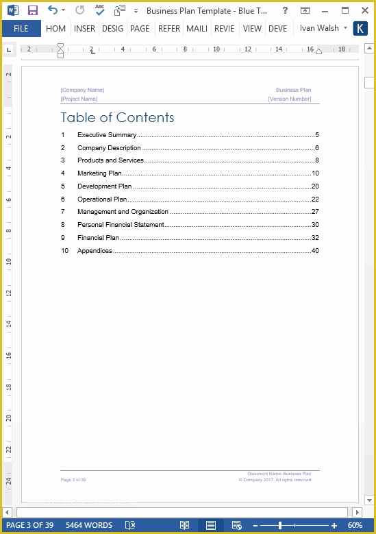 Free Business Plan Template Word Of Business Plan Templates 40 Page Ms Word 10 Free Excel
