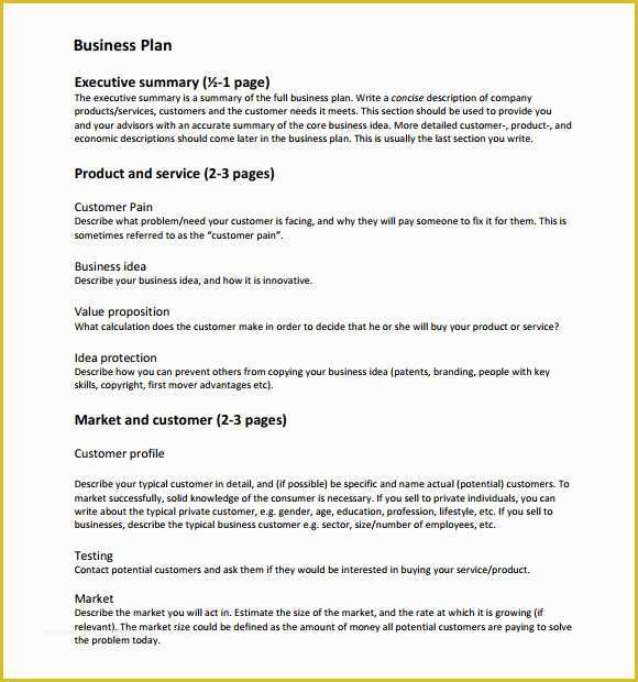 Free Business Plan Template Word Of Business Plan Templates 6 Download Free Documents In