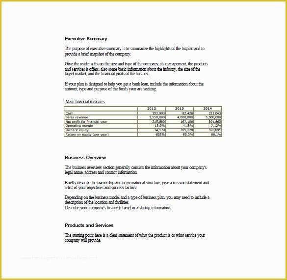 Free Business Plan Template Word Of Simple Business Plan Template – 14 Free Word Excel Pdf