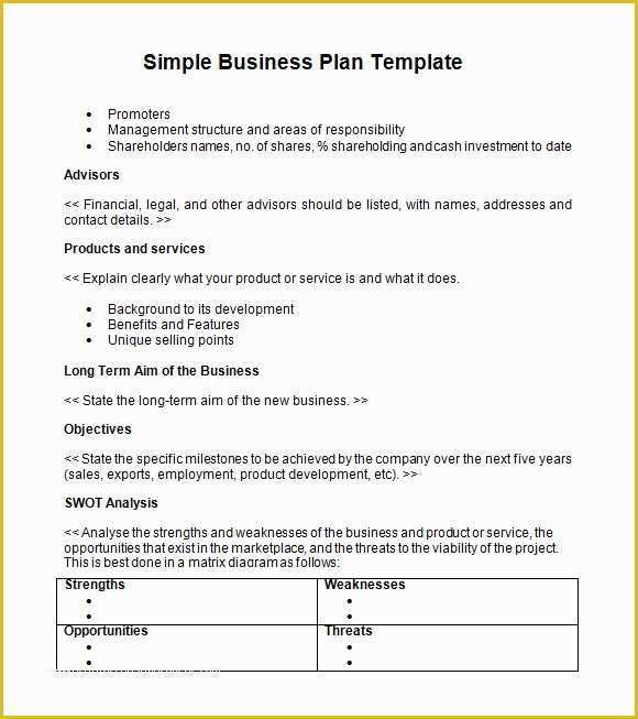 Free Business Plan Template Word Of Simple Business Plan Template 9 Documents In Pdf Word Psd