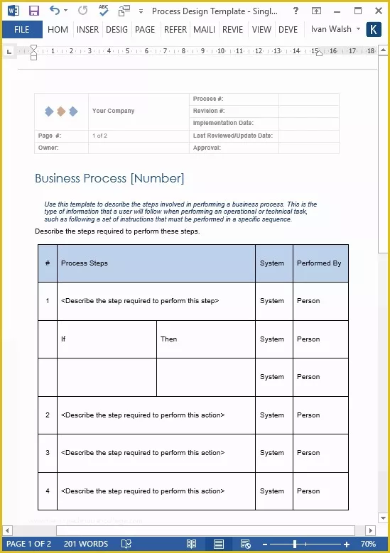 Free Business Process Template Word Of Business Process Design Templates – Ms Word Excel Visio