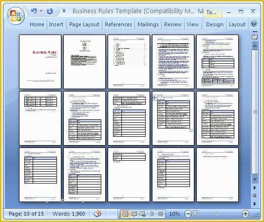 Free Business Process Template Word Of Business Rules Templates Ms Word Excel