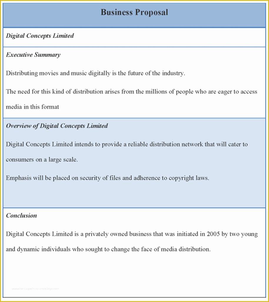 Free Business Proposal Template Of Business Proposal Template Sample Of Business Proposal