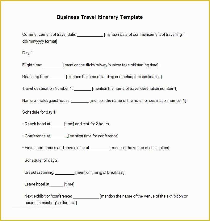 Free Business Travel Itinerary Template Of 32 Travel Itinerary Templates Doc Pdf
