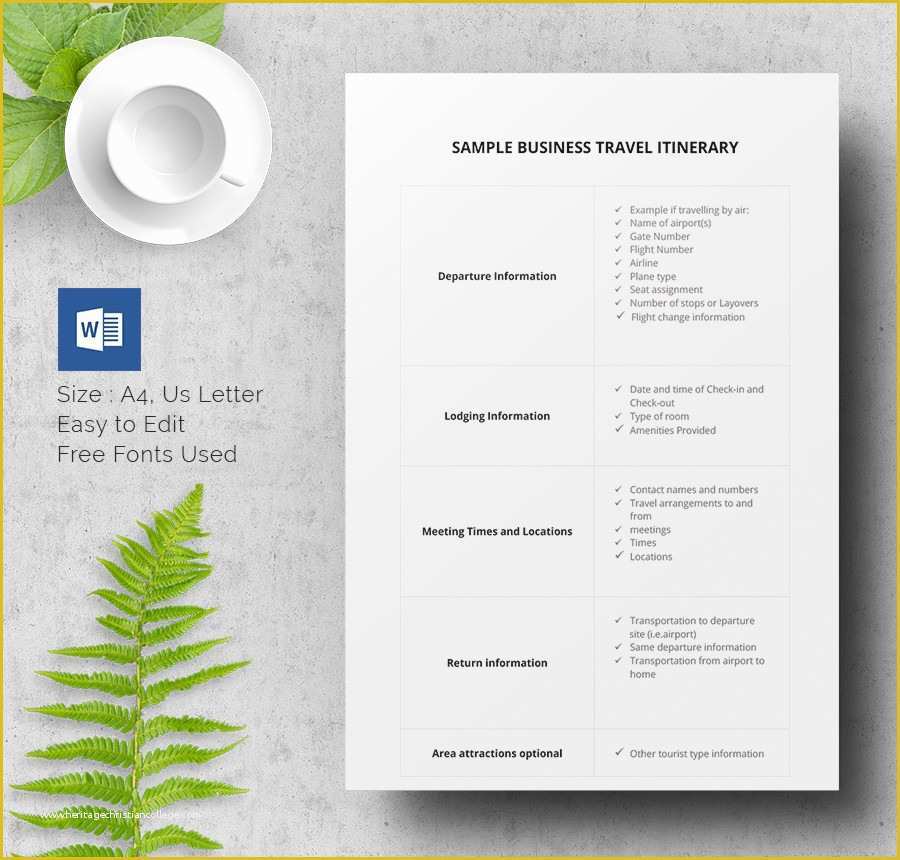 Free Business Travel Itinerary Template Of 40 Travel Itinerary Templates Free Sample Example