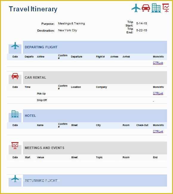 Free Business Travel Itinerary Template Of 6 Sample Travel Itinerary Templates to Download