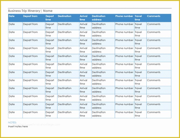 Free Business Travel Itinerary Template Of Business Trip Itinerary